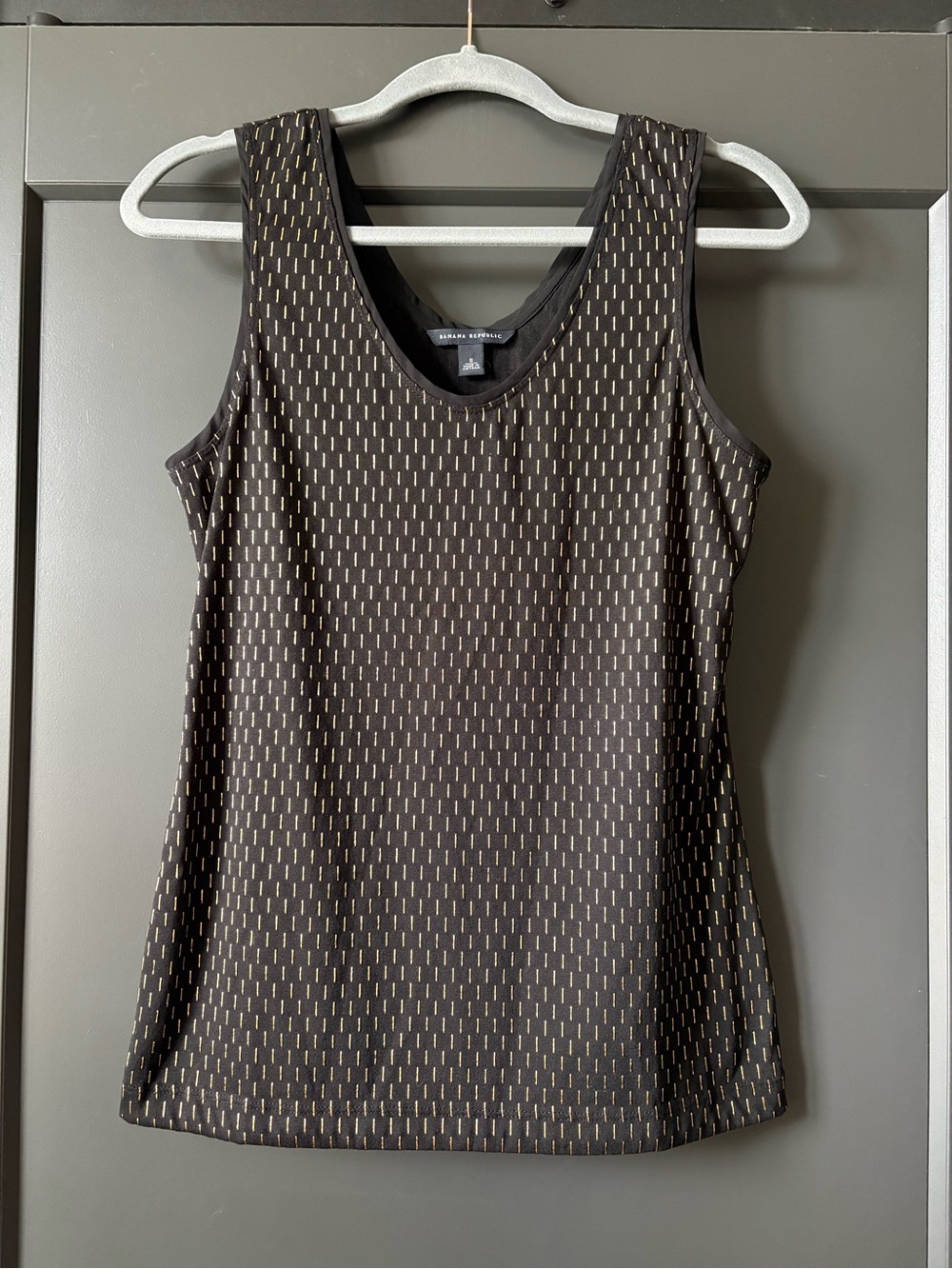 Banana Republic Black Tank with Gold Stitch Accents